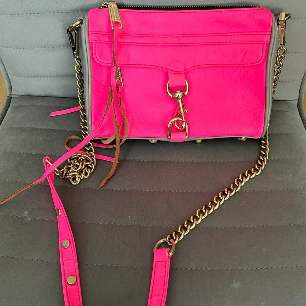 Rebecca Minkoff Avery Leather Crossbody, Neon Pink with Gold hardware